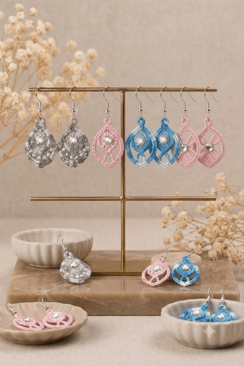 Boucles d'oreilles gouttes brodéés