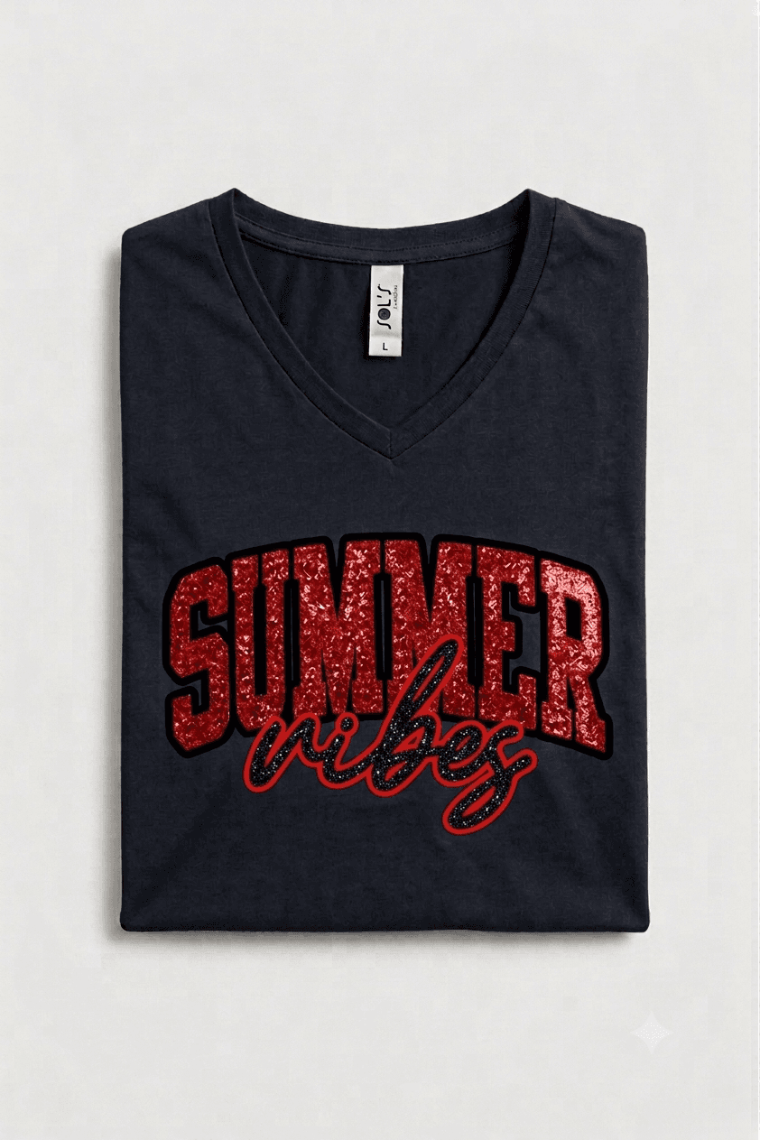 Tee-shirt noir brodé summer vibes