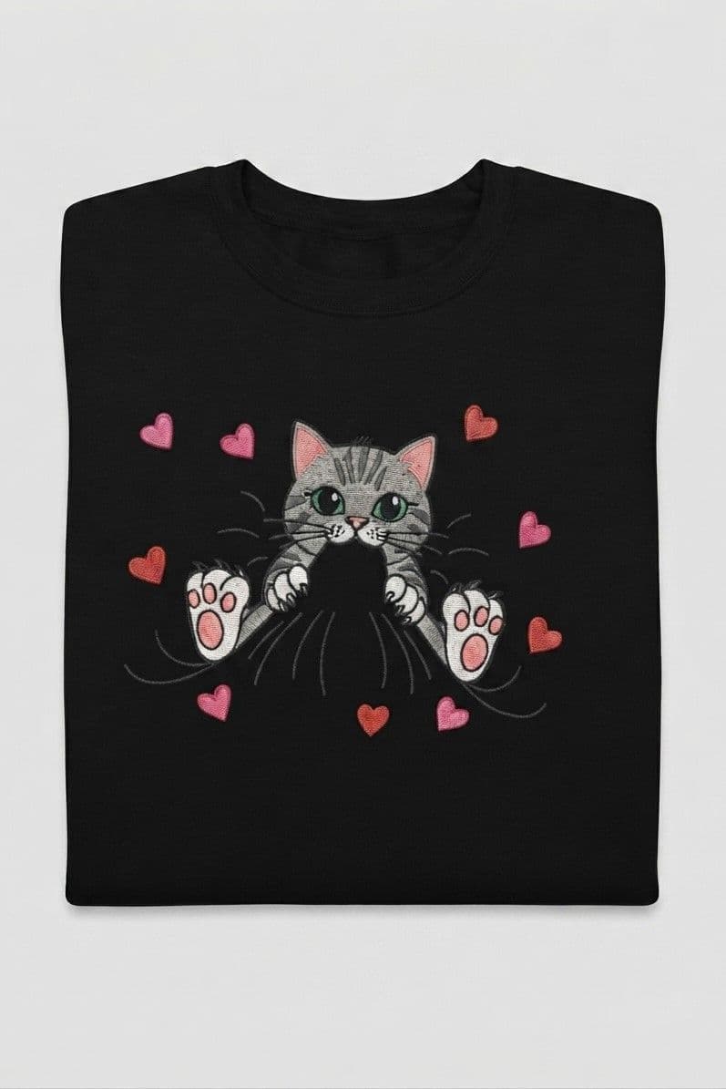 Sweat brodé chat noir