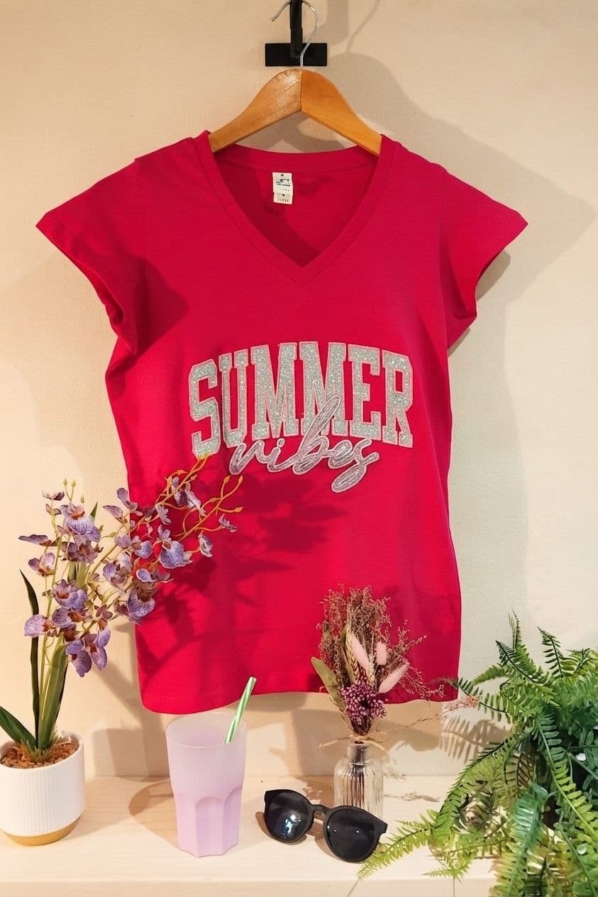t-shirt summer vibes fushia