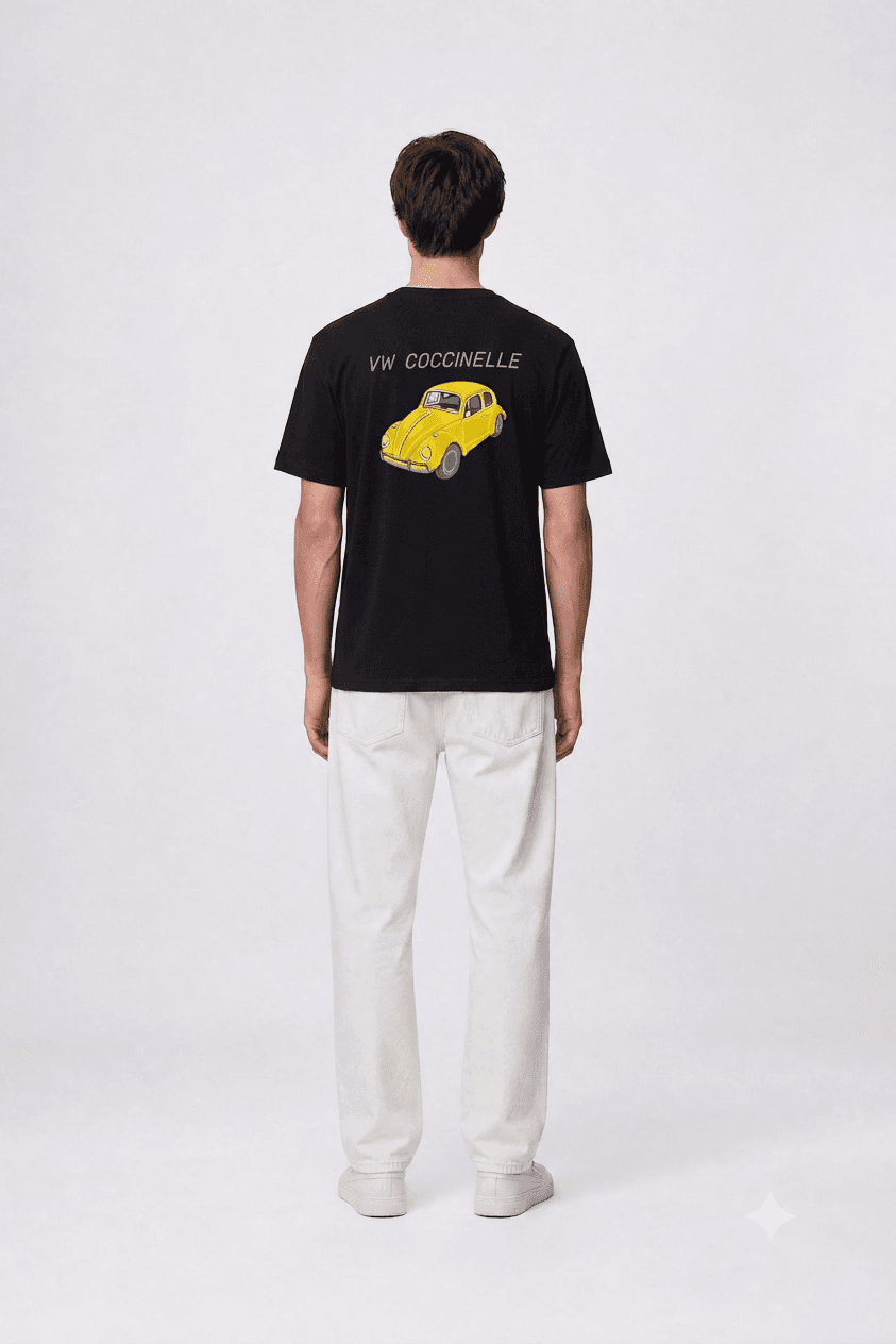 Tee-shirt noir brodé VW Coccinelle